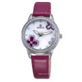 SKONE 9350 elegant ladies leather strap shell dial flower watch